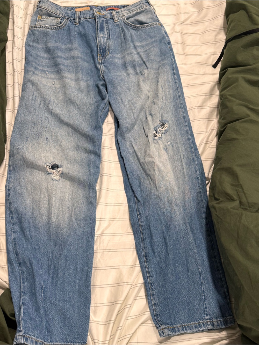 Pilcro Light Blue Slim Straight Distressed Jeans